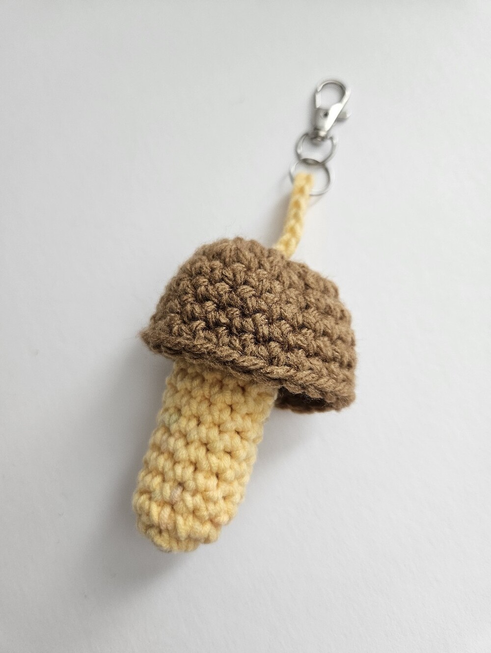 Handmade Mushroom Chapstick Holder Keychain - Brown and Yellow